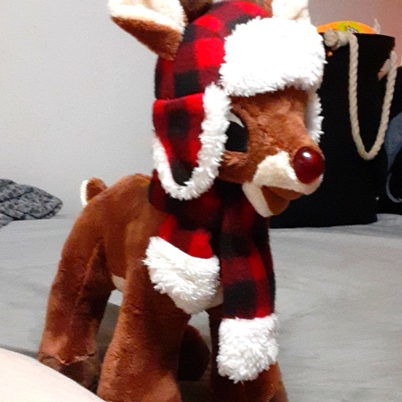 Dan Dee 14" Rudolph The Red Nosed Reigndeer with Hat - Picture 1 of 5